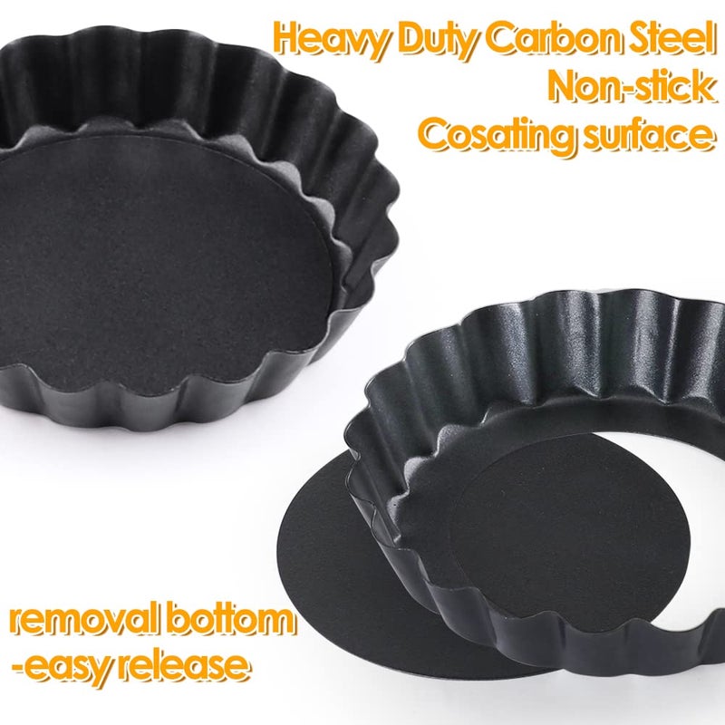Cyimi Mini Tart Pan Set of 12, Non-Stick 4 Inch Quiche Pan, Removable Bottom Tart Pan for Pies, Quiche Bakeware, Cheese Cakes, Desserts and more - Image 4